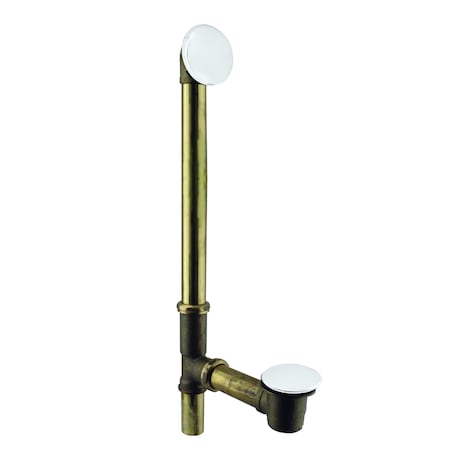 Westbrass European Tip Toe Bath Waste, Hidden Overflow -22" Make-Up, 17 Ga. in Polished Nickel D326H-05 (7931817H-05)